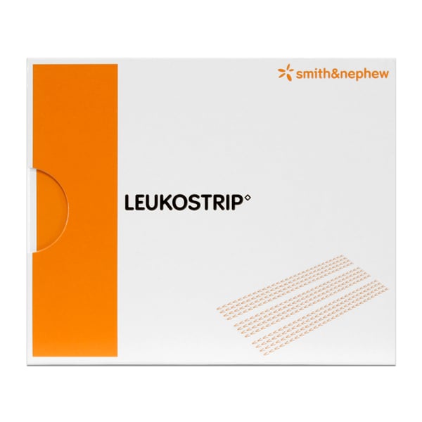 Leukostrip 6,4 mm x 102 mm : bandes adhésives poreuses pour la fermeture des plaies (boîte de 50 sachets de cinq bandes -250 unités-)